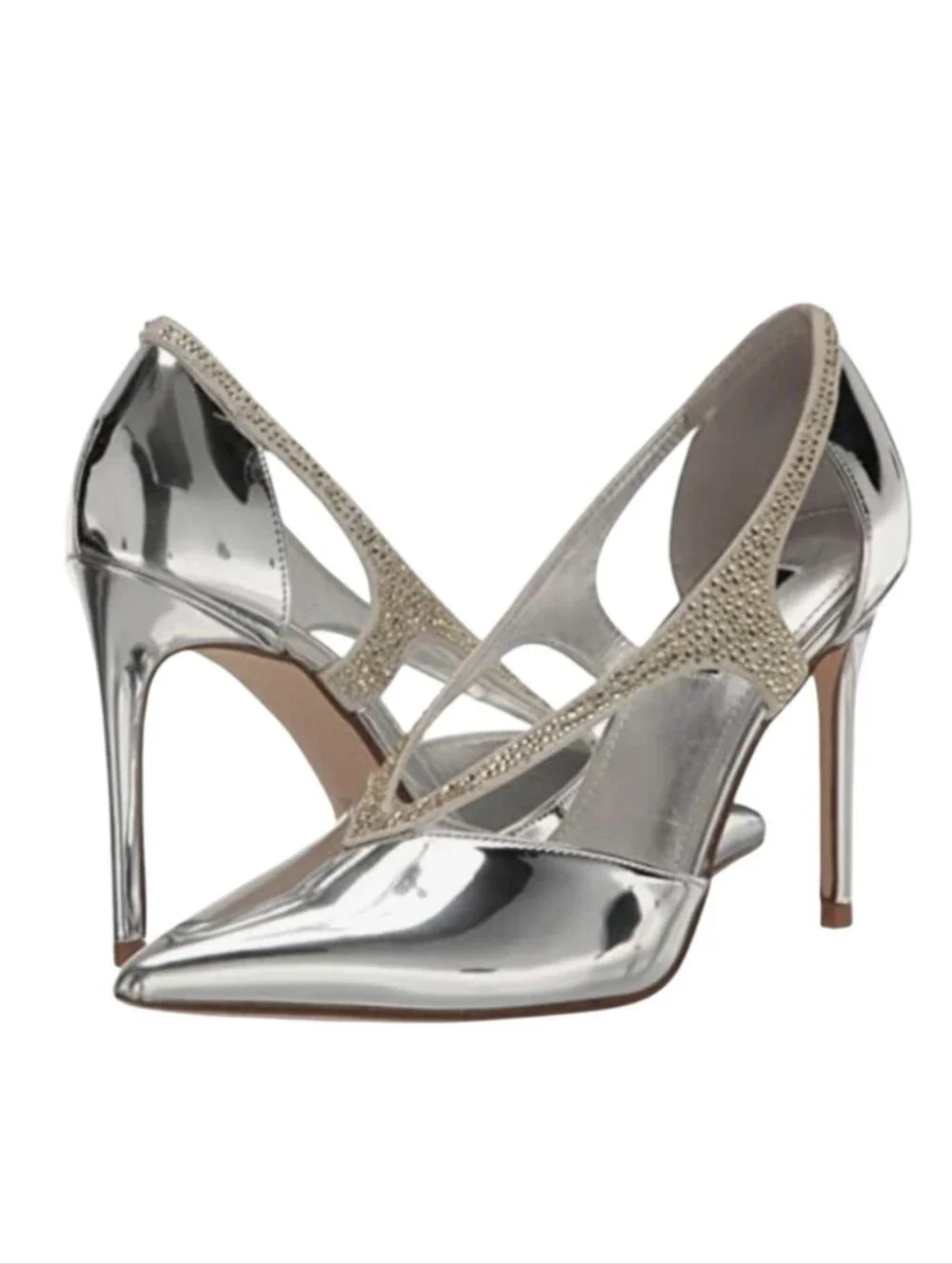 Nine West silver fantasy metallic stiletto pumps W/ crystal-embellished